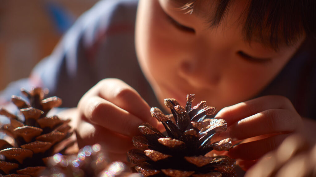 みどり〜な(浜松市緑化推進センター)で松ぼっくりツリーづくりのイメージ