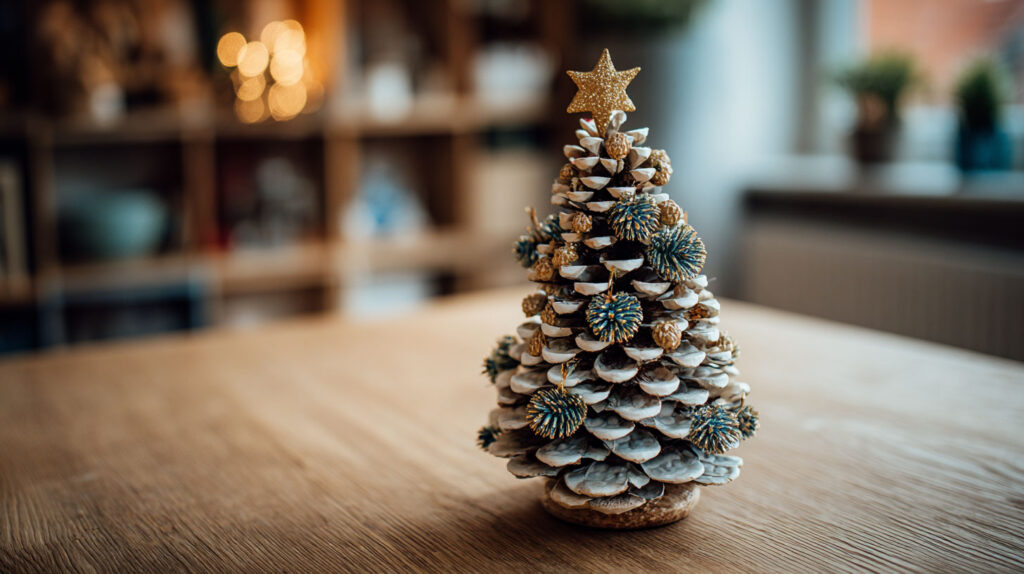 松ぼっくりでクリスマスツリーのイメージ