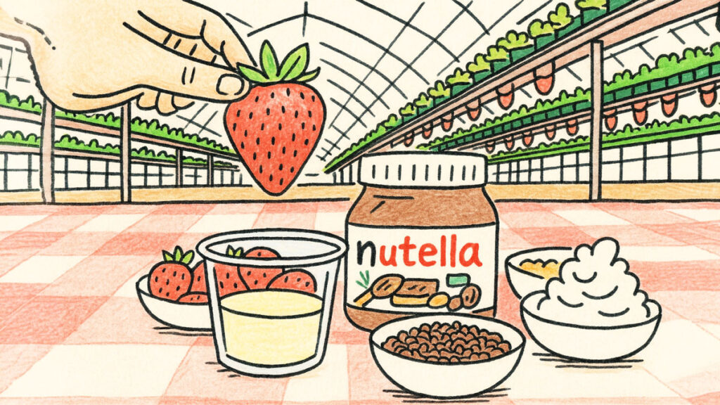 いちご狩りでトッピング無料のイメージ